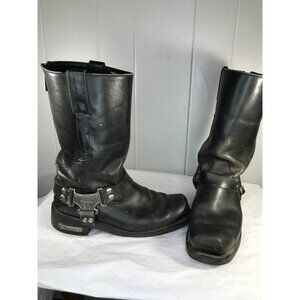 Milwaukee Classic Harness Men's Leather Motorcycle Boots Black Size 9D